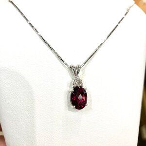 Rhodolite Garnet And Diamond White Gold Pendant